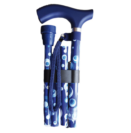 Käpp - hopfällbar med blå prickar Käpp - hopfällbar med blå prickar