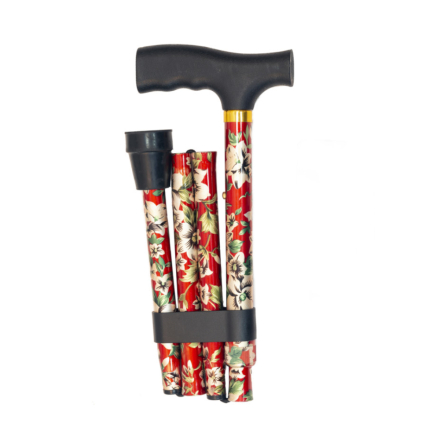 Hopfllbar kpp, rd botten med ljusa blommor och grna blad